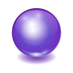 Vector realistic violet multicolor ball, shine sphere with patch of light on white background. 3D illustration.