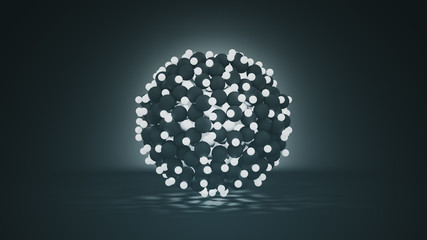 Bunch of glowing spheres abstract sc-fi 3D rendering