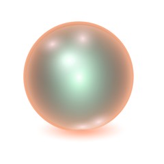 Vector realistic orange metall ball, shine sphere with patches of light on white background. 3D illustration.