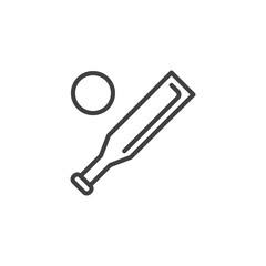 Cricket bat and ball line icon. linear style sign for mobile concept and web design. Cricket sport outline vector icon. Symbol, logo illustration. Vector graphics