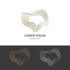 Circle color wave emblem design. Abstract line shape. Vector illustration.