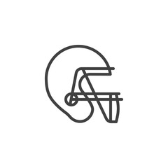 American football helmet line icon. Rugby sport uniform linear style sign for mobile concept and web design. baseball helmet outline vector icon. Symbol, logo illustration. Vector graphics