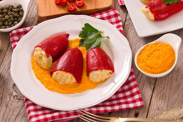 Stuffed piquillo peppers with cod. 
