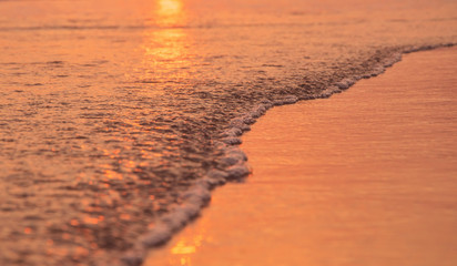 wet sand at the time of sunset