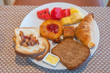 English breakfast in the hotel restaurant resort
