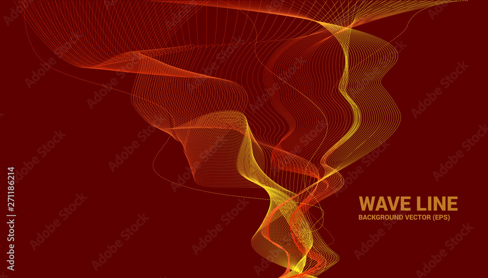 Aufkleber Orange Sound wave line curve on red background. Element for theme technology futuristic vector