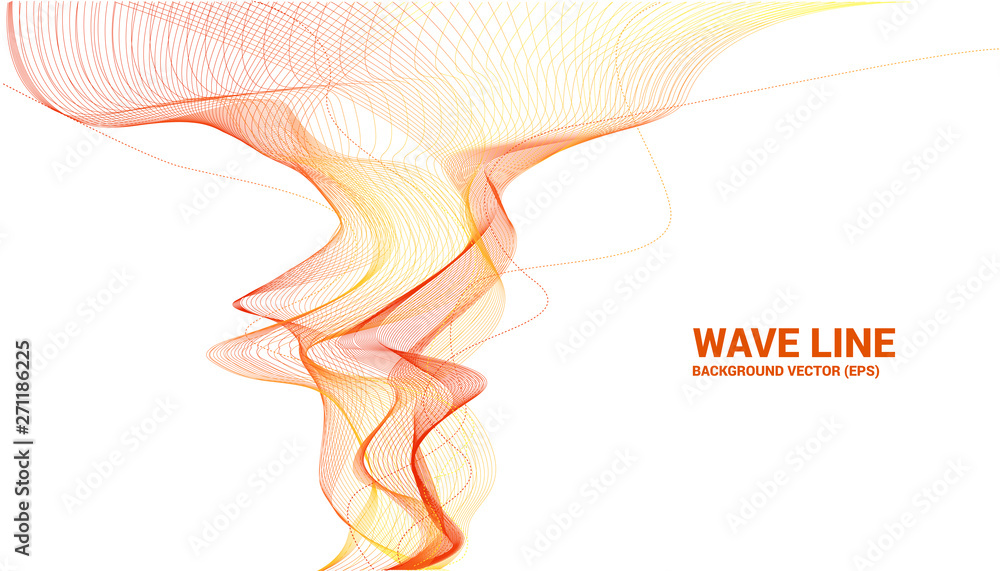 Poster Orange Sound wave line curve on white background. Element for theme technology futuristic vector