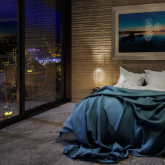 Luxury Penthouse Bedroom by Evening (focused) - 3d visualization