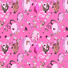 Watercolor hand drawn  grunge event celebration party seamless vintage pattern