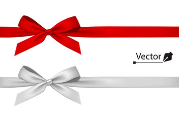 Red and white silver bow with ribbon.