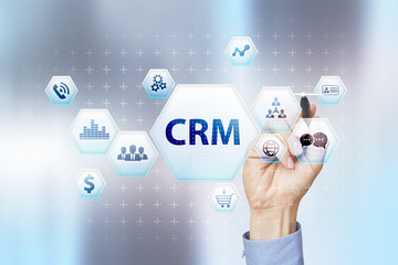 CRM. Customer relationship management concept on virtual screen.