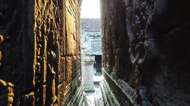 Long passages in the temple of Preah Khan in the archaeological Park of Angkor, Siem reap, Cambodia .