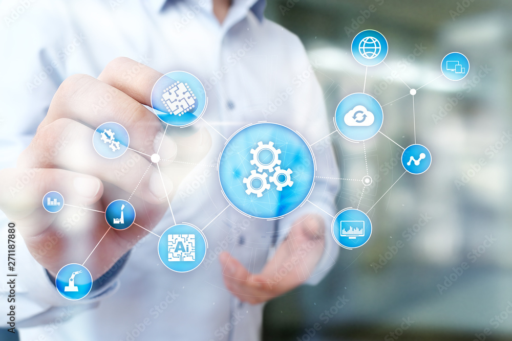 Poster automation solution and software for business process, workflow, modern technology and automatizatio