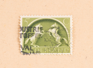 THE NETHERLANDS 1950: A stamp printed in the Netherlands shows two horses, circa 1950