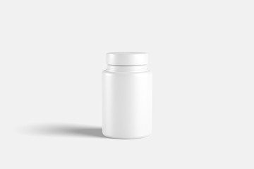 Realistic vector plastic packaging medicine bottles for cosmetics vitamins pills or capsules. Mock up object container for tablet drug. 3d rendering