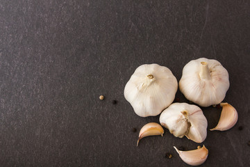 Garlic on black background