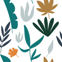 Tropical jungle leaves  seamless pattern, vector design for wrapping paper, textile, background fill design.