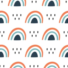 Stickers pour porte Bestsellers Modèle sans couture avec des arcs-en-ciel dessinés à la main avec une texture de craie. Texture enfantine pour tissu, textile, habillement. Fond de vecteur