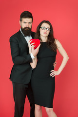 love date and romance. tuxedo man and elegant woman at formal party. sexy couple in love. valentines day heart. bearded businessman with lady. formal couple. business meeting. Real love. i love you