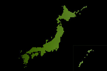 Obraz premium Japan map composed of three-dimensional dots. 立体的なドットで構成された日本地図