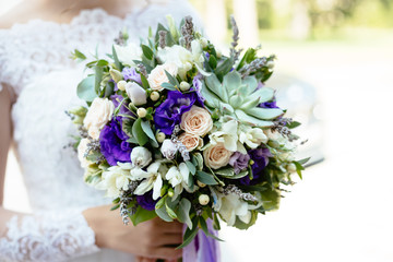 Purple flowers wedding bouquet