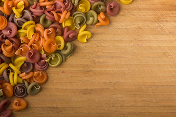 Pasta on wood background