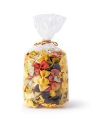 Transparent plastic pasta bag isolated on white background