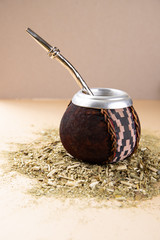 mate calabash with bombilla close up