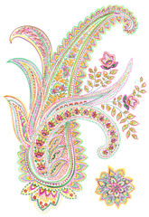 Watercolor drawing : Paisley Style