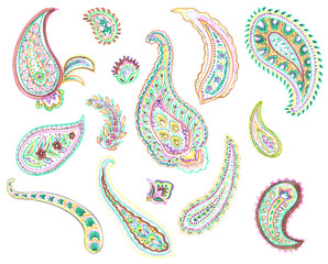 Watercolor drawing : Paisley Style