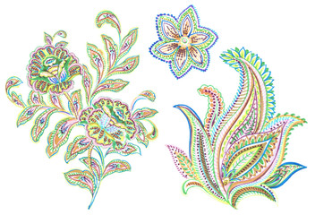Watercolor drawing : Paisley Style