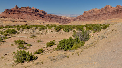 Black Dragon Canyon at San Rafael Swell scenic view from Interstate 70 highway (Emery county, Utah, USA)