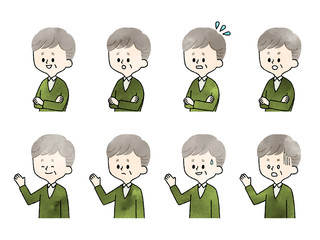 シニア男性-表情