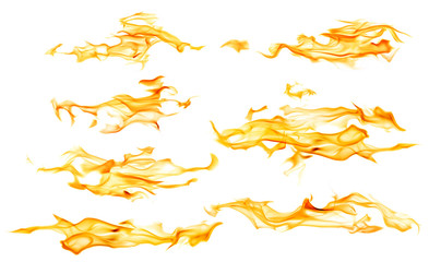 seven yellow long fire stripes on white