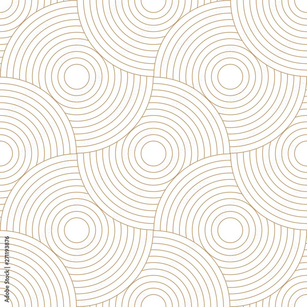 Poster Abstract retro pattern of geometric shapes. Golden mosaic backdrop. Geometric wave of circles  background, vector