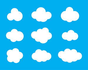 Sky clouds vector silhouette. Cloud icon set.