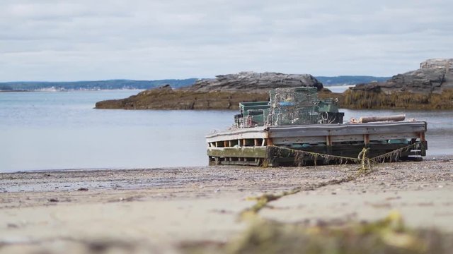 An old beached dock in Maine.