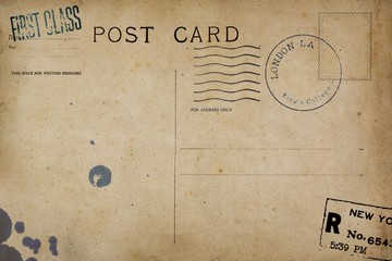 Backside of blank postcard with dirty stain