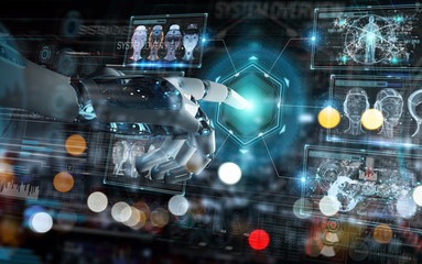 Intelligent robot machine using digital screens interface 3D rendering