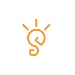 initial S letter lamp light creative logo vector illustration design concept idea template