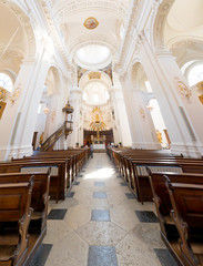 interior view of the historic St. Ursen cathedral in the city of Solothurn in Switzerland