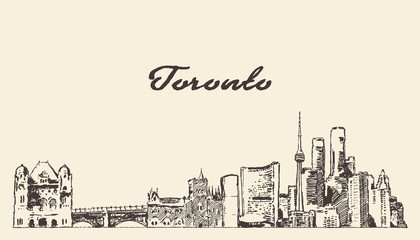 Toronto skyline Canada hand drawn vector sketch