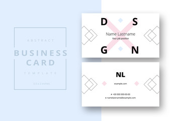 Trendy minimal abstract business card template. Modern corporate stationery id layout with geometric pattern. Vector fashion background design with information sample name text.