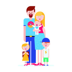 Obraz na płótnie Canvas Happy family cartoon flat vector illustration