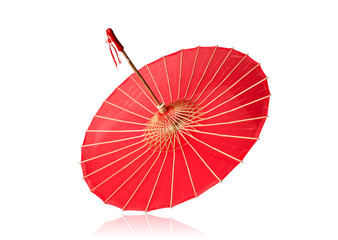 Chinese traditional craft umbrella isolated on white background