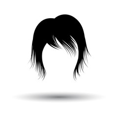 Woman hair dress. Black on White Background With Shadow. Vector Illustration.