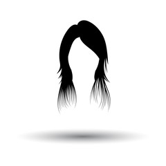 Woman hair dress. Black on White Background With Shadow. Vector Illustration.