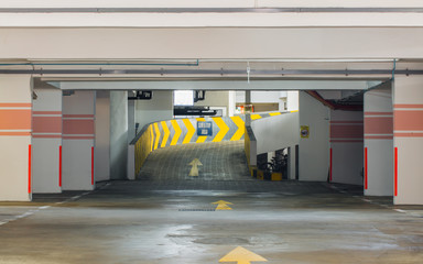 basement car park exit and entrance view
