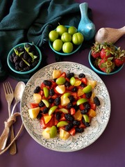 Summer salad with luminous decorations