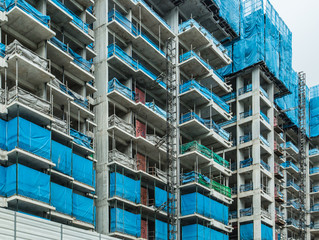residential building under work construction facade